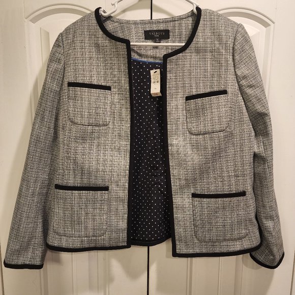 Talbots Jackets & Blazers - NWT TALBOTS Petites White & Black Westport Tweed Jacket Size 8P Blazer 150 Ret